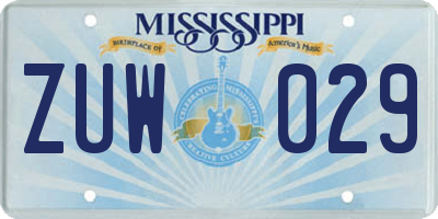 MS license plate ZUW029
