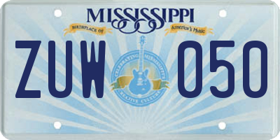MS license plate ZUW050