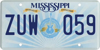 MS license plate ZUW059