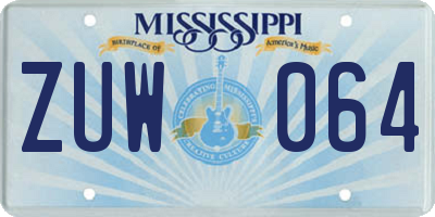 MS license plate ZUW064
