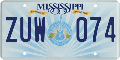 MS license plate ZUW074