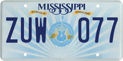 MS license plate ZUW077