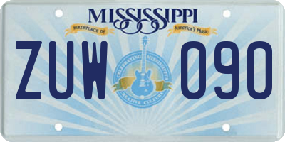 MS license plate ZUW090