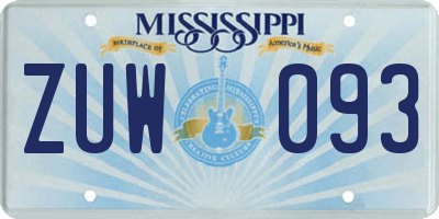 MS license plate ZUW093