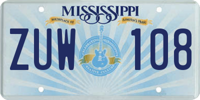 MS license plate ZUW108