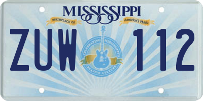 MS license plate ZUW112