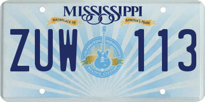 MS license plate ZUW113