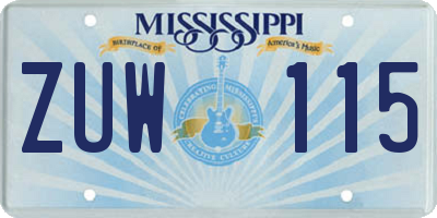 MS license plate ZUW115