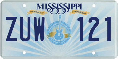 MS license plate ZUW121