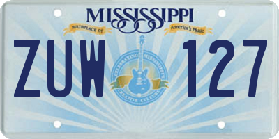 MS license plate ZUW127