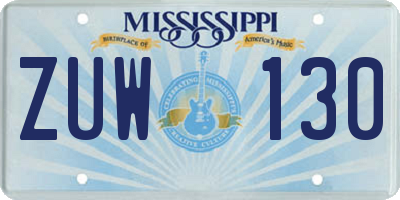 MS license plate ZUW130