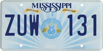 MS license plate ZUW131