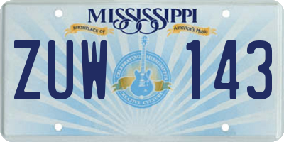 MS license plate ZUW143