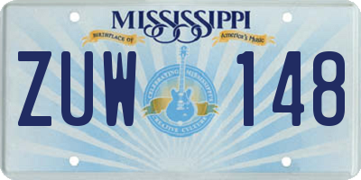 MS license plate ZUW148
