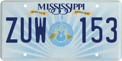 MS license plate ZUW153