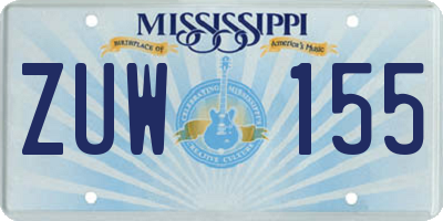 MS license plate ZUW155