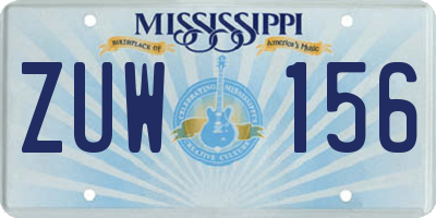 MS license plate ZUW156