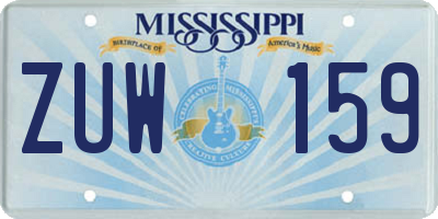 MS license plate ZUW159