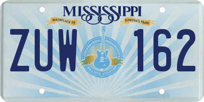 MS license plate ZUW162