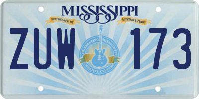 MS license plate ZUW173