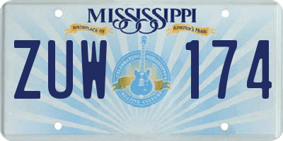 MS license plate ZUW174