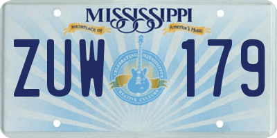MS license plate ZUW179