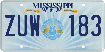 MS license plate ZUW183