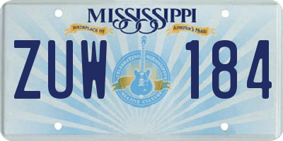MS license plate ZUW184