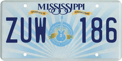 MS license plate ZUW186