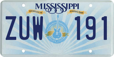 MS license plate ZUW191