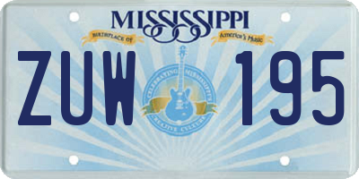 MS license plate ZUW195