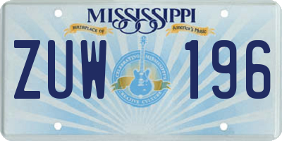 MS license plate ZUW196