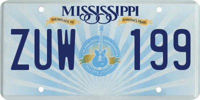 MS license plate ZUW199