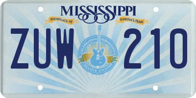 MS license plate ZUW210