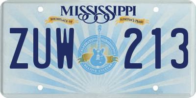 MS license plate ZUW213