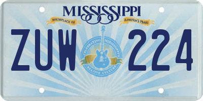 MS license plate ZUW224