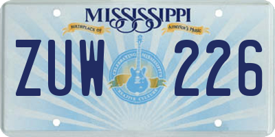 MS license plate ZUW226