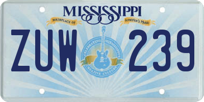 MS license plate ZUW239