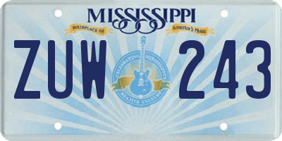 MS license plate ZUW243