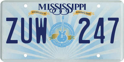 MS license plate ZUW247