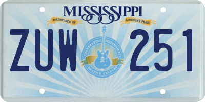 MS license plate ZUW251