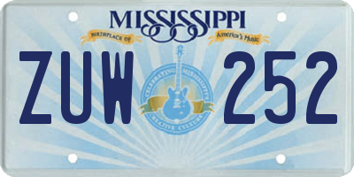 MS license plate ZUW252