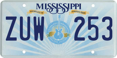 MS license plate ZUW253