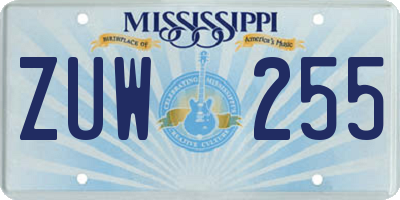MS license plate ZUW255