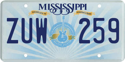 MS license plate ZUW259