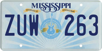 MS license plate ZUW263