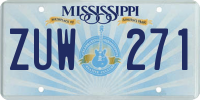 MS license plate ZUW271