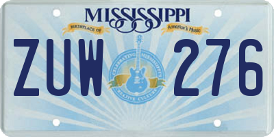 MS license plate ZUW276