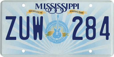 MS license plate ZUW284