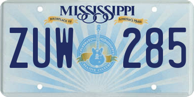 MS license plate ZUW285
